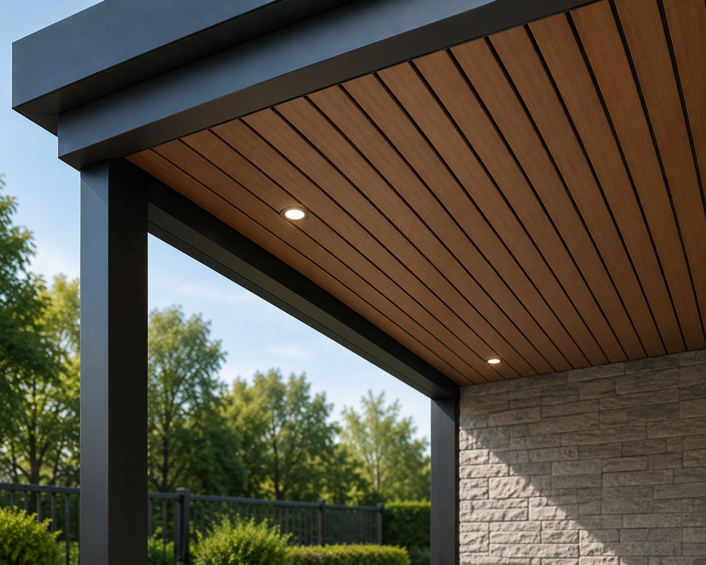 Outdoor aluminium strip ceiling