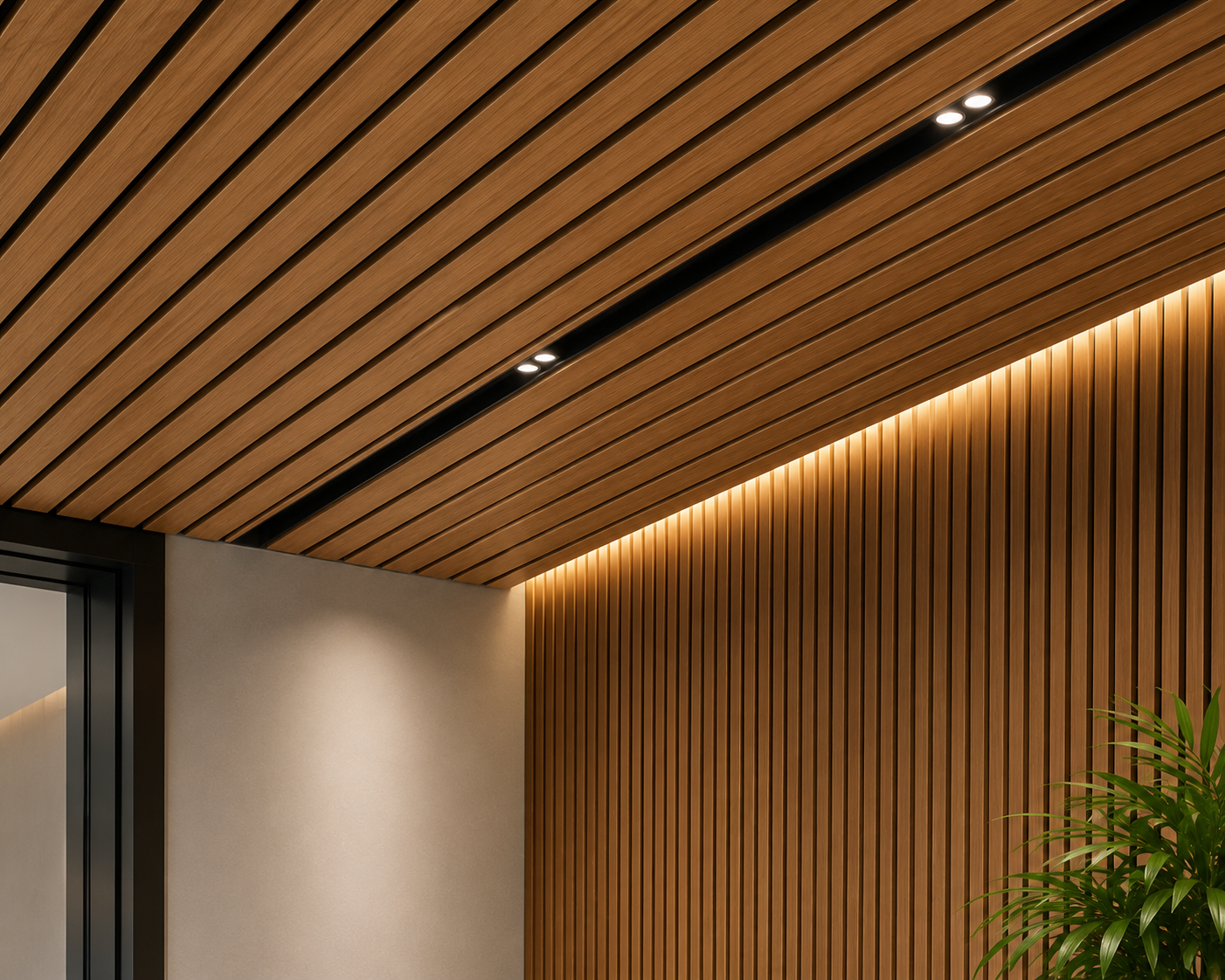 Wood-grain finish aluminium strip ceiling