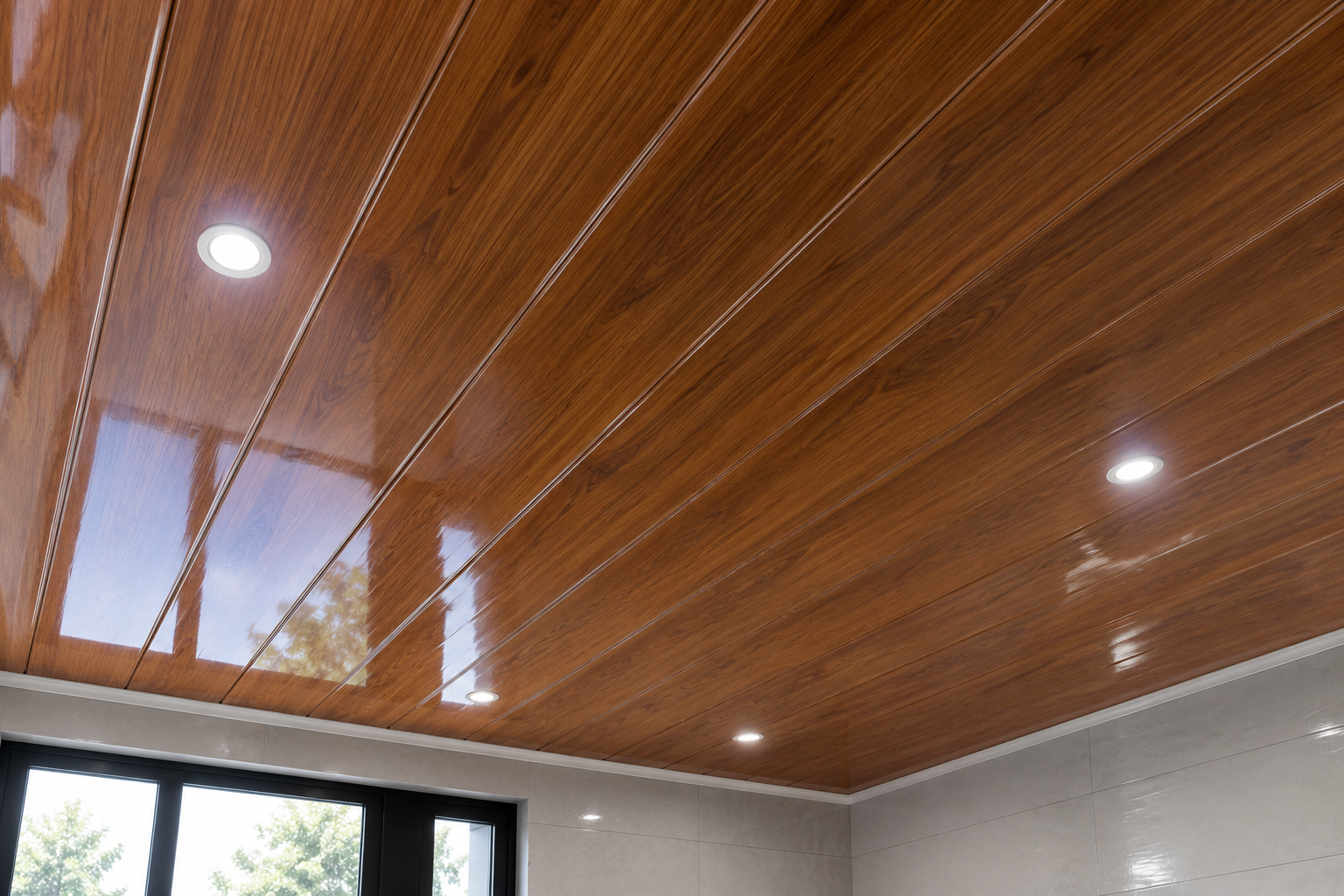 Wood-grain and printed PVC ceiling panels