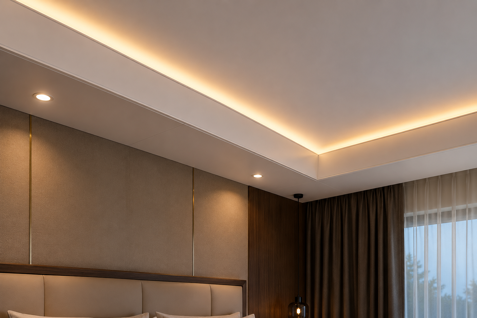 PVC ceiling with cove-lighting box-ups